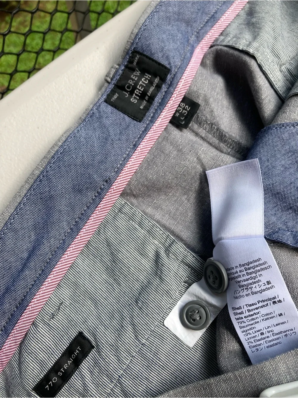 J Crew Stretch 770 Straight Cotton Linen Pants Gray Trousers Size 38 32